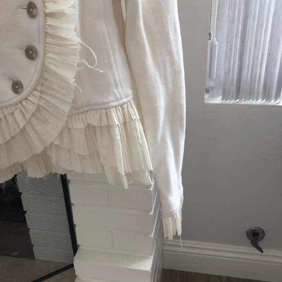Free People Military Ruffle Jacket in Ivory Size 4 - Picture 8 of 16